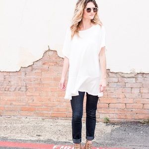 Ivory Short Sleeve Swing Tunic Top